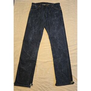 Wrangler Jeans Mens 37x36 Blue‎ Distressed Dark Acid 13MWZ Thrash Cowboy Vtg USA